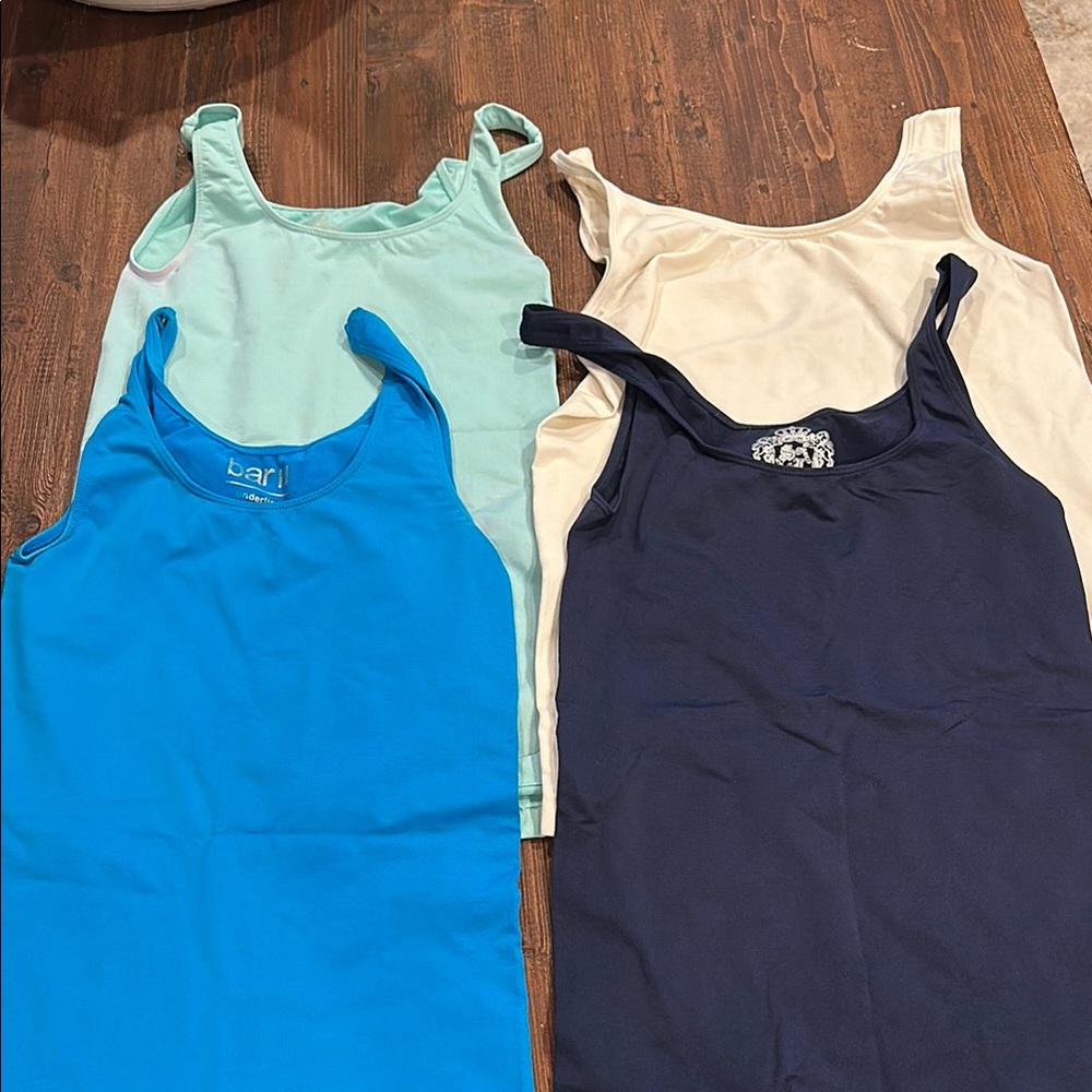 Blue, mint, cream and navy women’s fitted tanks